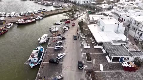 Drone footage reveals flood damage on Greece’s Paros island
