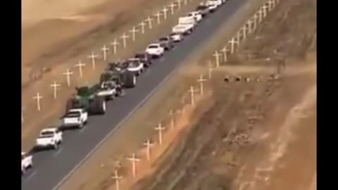 “What the media refuses to report. Every cross is a murdered farmer in South Africa.“
