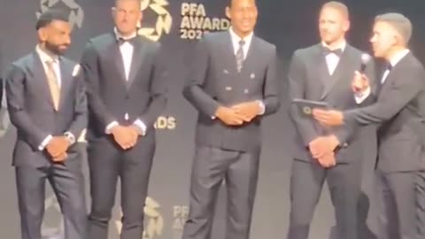 Salah and Van Dijk couldn’t hold it in as Declan Rice