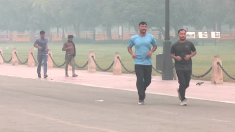 Drone shows New Delhi covered in smog after Diwali celebrations