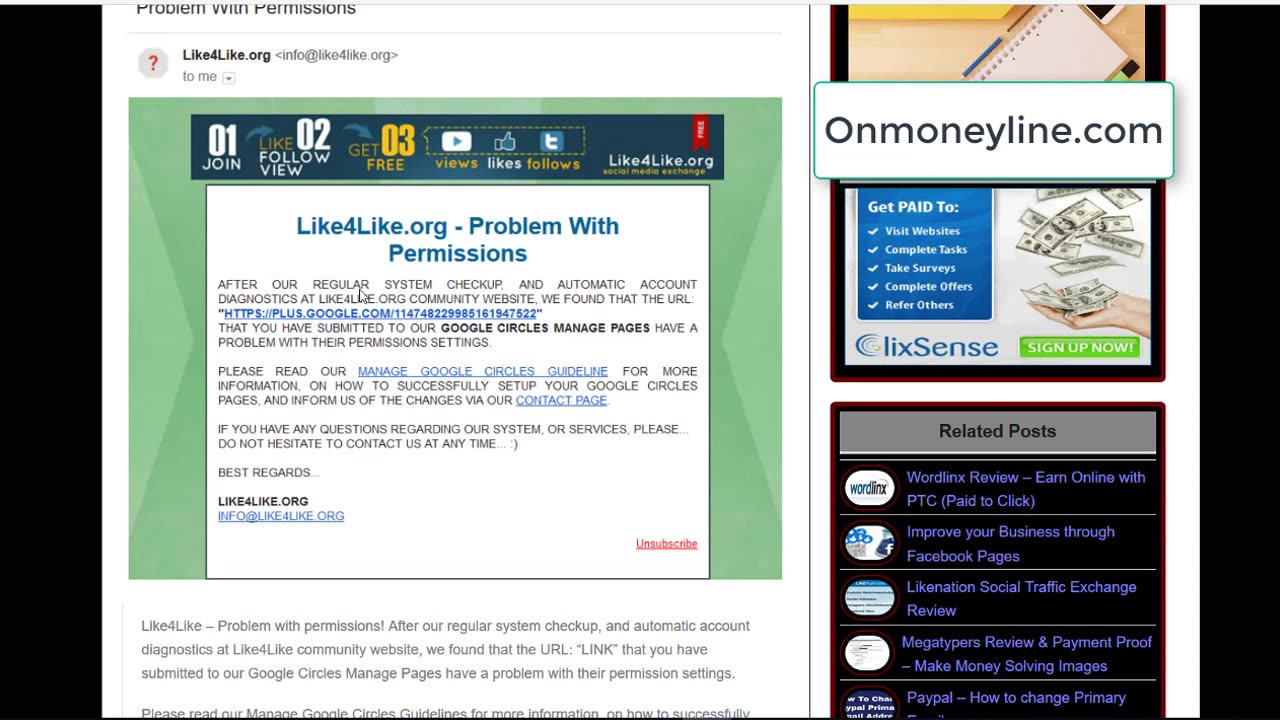 Like4Like - Problem with Permissions - Onmoneyline