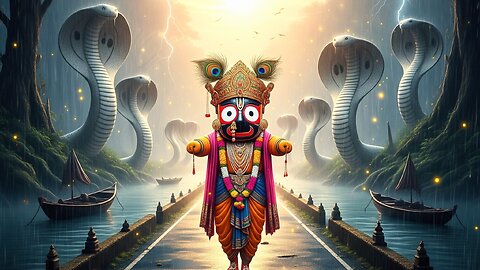 Jagannath Mahaprabhu with Sheshnaag in Divine Storm – The Power of Dharma