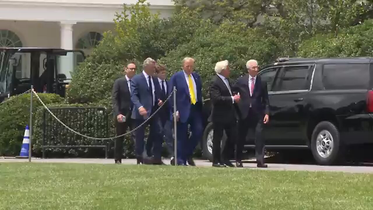 President Trump participates in the raising of the American Flag on the South Lawn