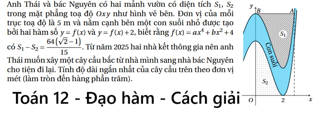 Toán 12: Anh Thái và bác Nguyên có hai mảnh vườn có diện tích S1, S2trong mặt phẳng toạ độ Ox
