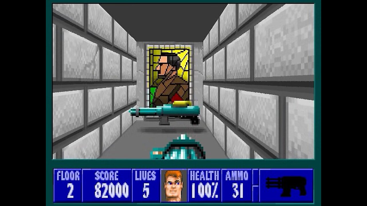 Wolfenstein 3D, DOS, 1992 - 100% Complete, Episode 5 Floor 2 (Trail of the Madman)