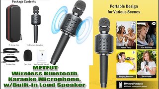 MetFut Karaoke Wireless Bluetooth Microphone w/Built-in Speakers