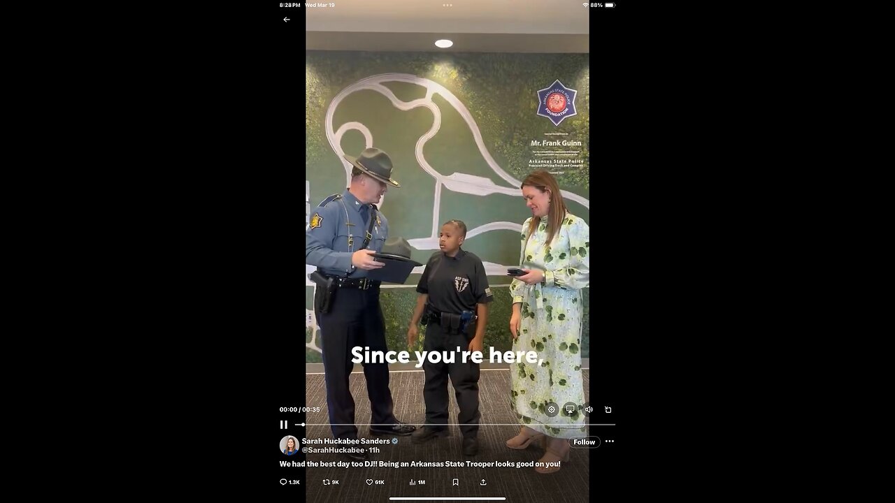 DJ Living His Dream as Arkansas State Trooper with Gov. Sarah Sanders