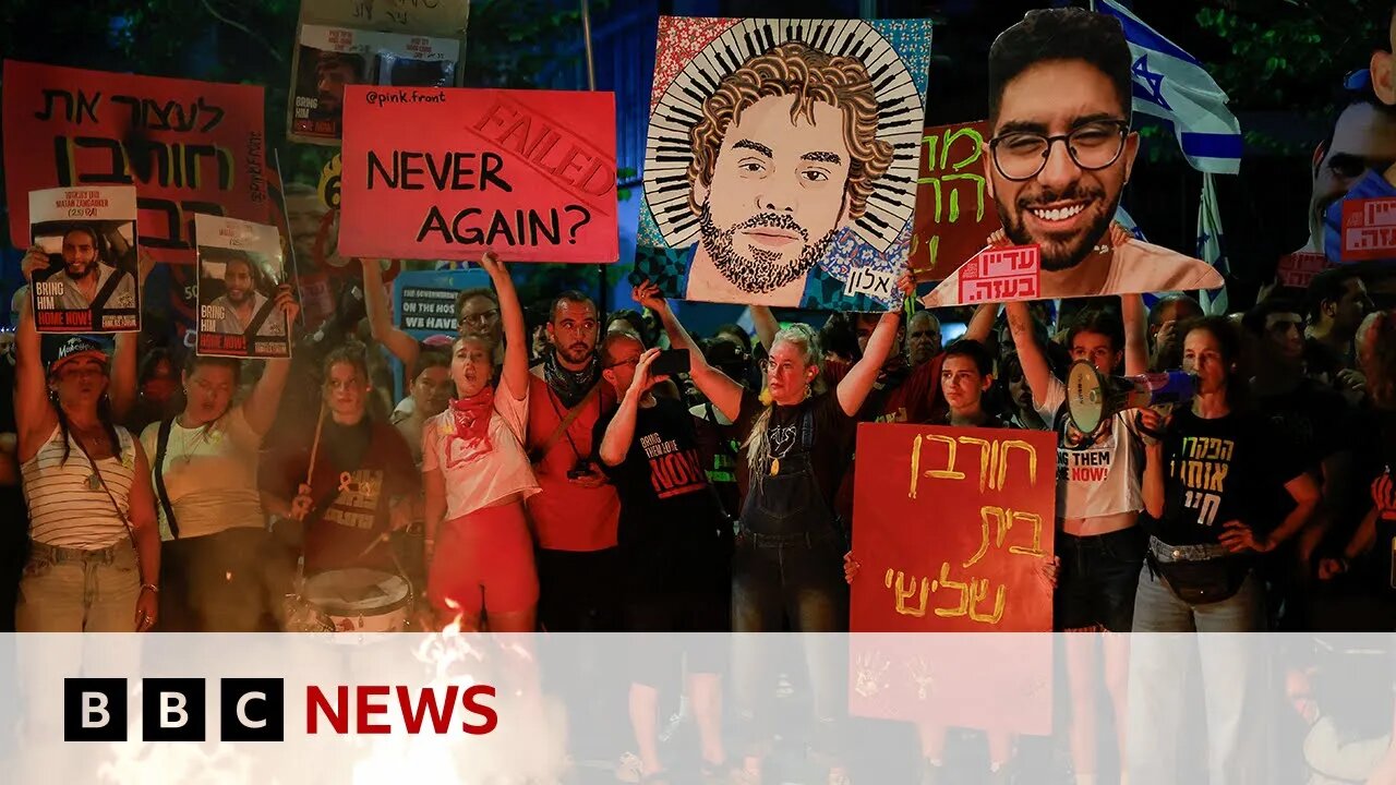 Outrage after Hamas releases videos of two Israeli hostages alive but emaciated | BBC News