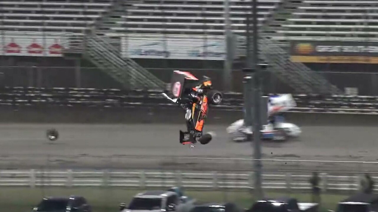 Sprint Car Driver Tasker Phillips Walks Away After Violent Heat Race Crash At Knoxville Raceway
