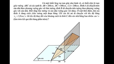 Toán 12: Vi phân: Có một khối lăng trụ tam giác như hình vẽ, có thiết diện là tam giác vuông ABC có