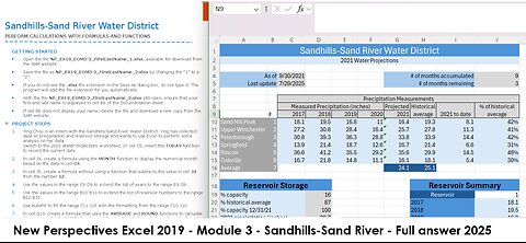 Excel Module 3 SAM End of Module Project 2 | NP_EX19_EOM3-2 | Sandhills-Sand River Water District