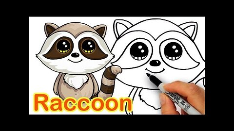 How to Draw a Cartoon Raccoon Cute and Easy step by step
