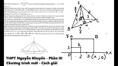 THPT Nguyễn Khuyến 2026: Phần III - Câu 1-6; Đồ thị của hàm số y= (-2x^2+x+11)/(x+2). Hình Oxyz, Oxy