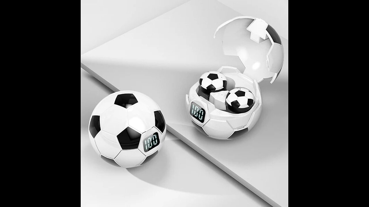 TWS Bluetooth5.1 Wireless Earbuds, with Unique Football Design, LED Battery Display & Lanyard