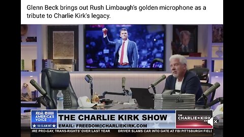 Glenn Beck brings out Rush Limbaugh's golden microphone as a tribute to Charlie Kirk's legacy.