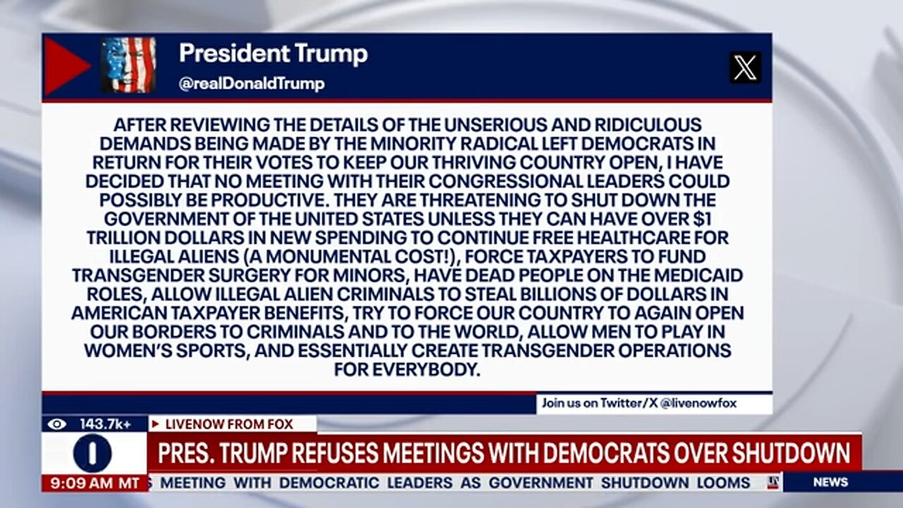 Trump cancels meeting with top Democrats over ridiculous demands as funding deadline looms