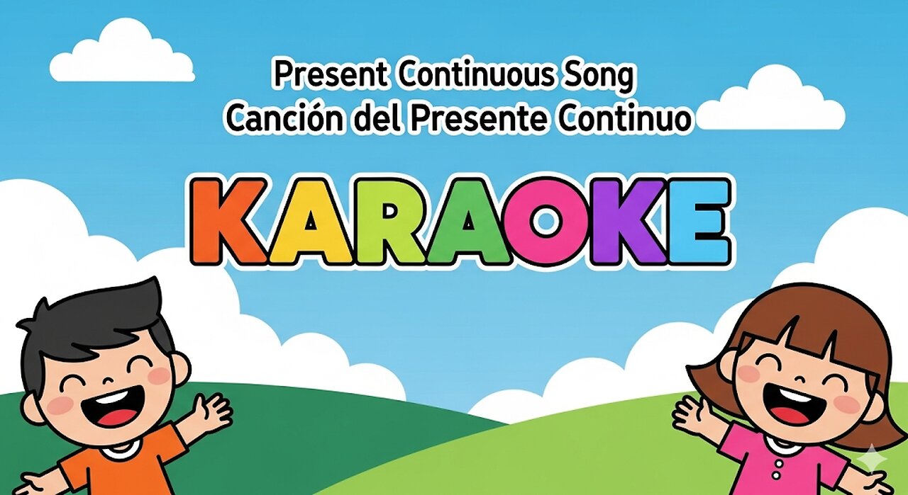 Present Continuous Song | Canción del Presente Continuo | Karaoke Bilingüe (IA)