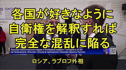 ラブロフ外相：「もし各国が『自衛権』を好きなように解釈できるとしたら、平和と秩序ではなく、完全な混乱になるだろう」
