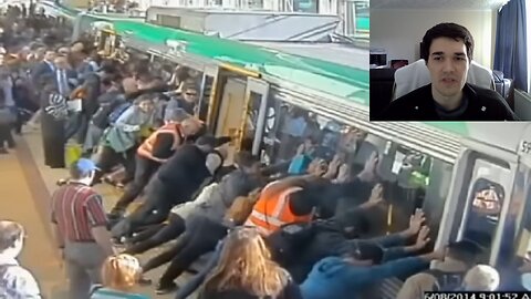 People LIFT A TRAIN To Save A Man