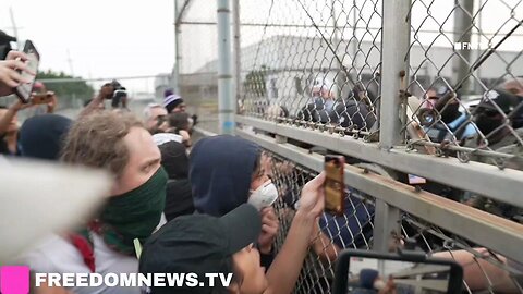 ICE agents RUSH Protesters en mass with tazer, after they SHAKE GATES