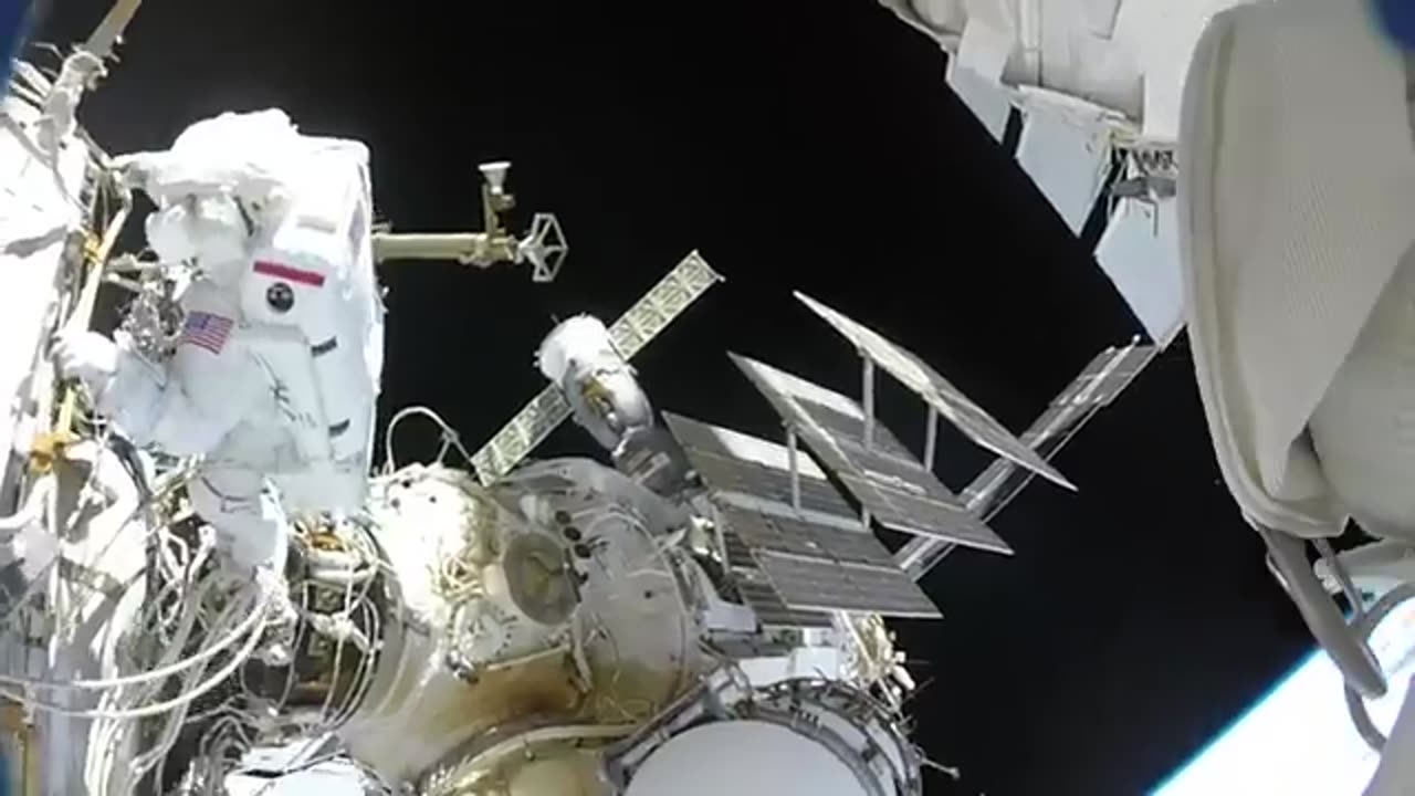 NASA Astronauts Space Walk Outside the ISS