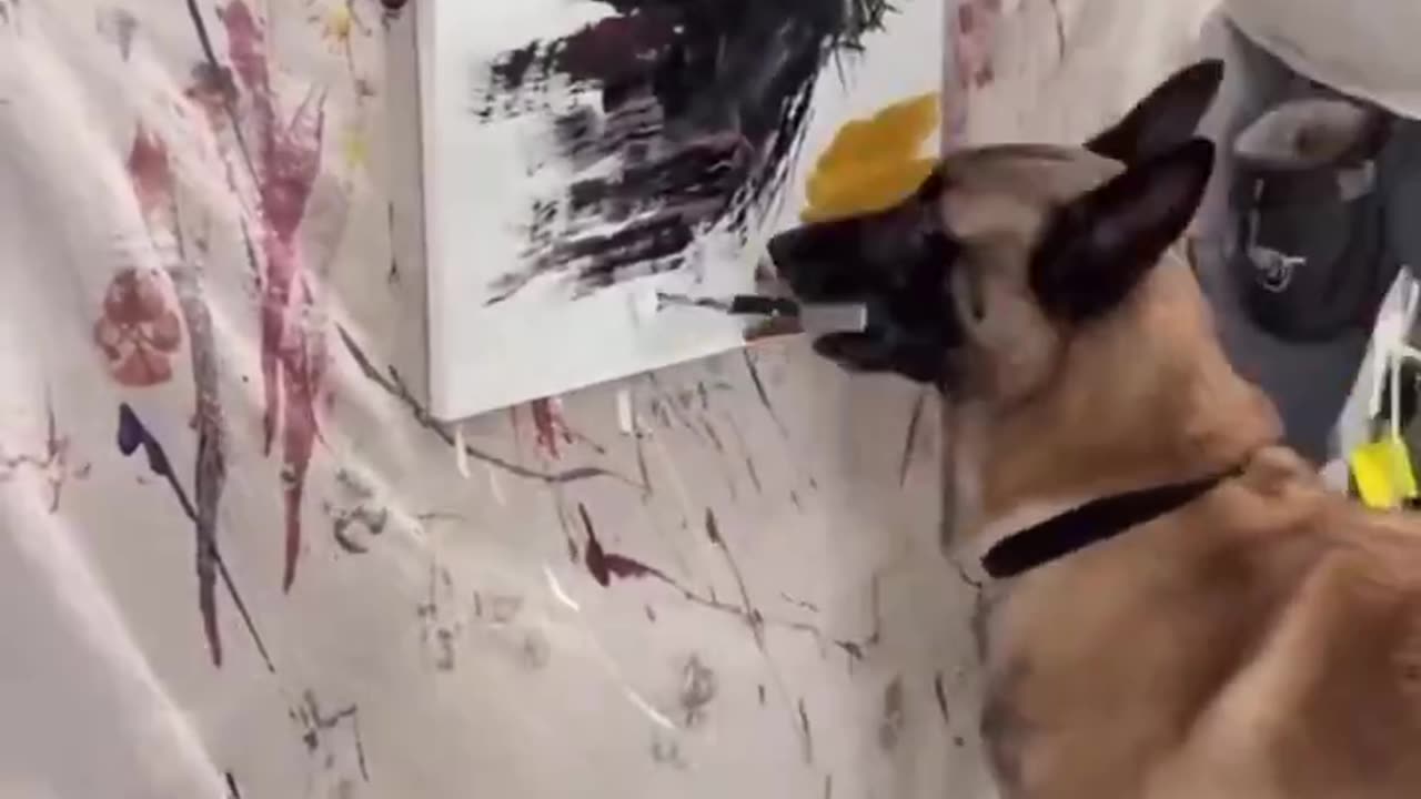 Just a dog painting a perfect portrait of Jesus