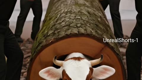 Rescue cow from big log