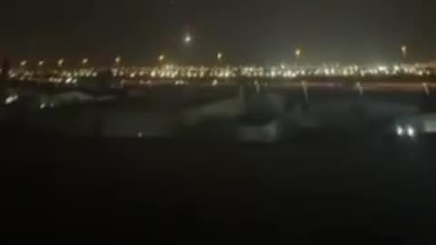 Footage of an Iranian missile hitting the US base in Qatar
