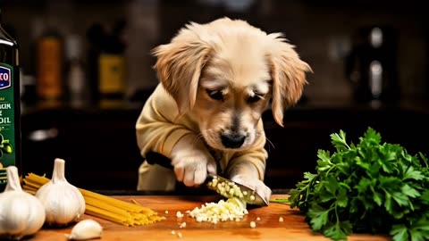 Chef Puppy Deli Cooking Pasta from Chef Movie! | Aglio e Olio Recipe