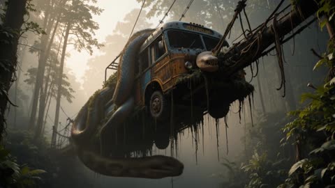 “We Found a Giant Snake Guarding an Abandoned Jungle Bus#cinematicshorts #Short video#snake