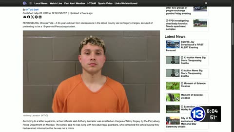 A 24-year-old Illegal Alien from Venezuela pretended to be a 16-year-old Perrysburg Ohio student.