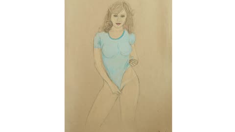 Patti M 1976 Centerfold Model Pastel Drawing