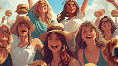 Burger Woman and Golden Retriever