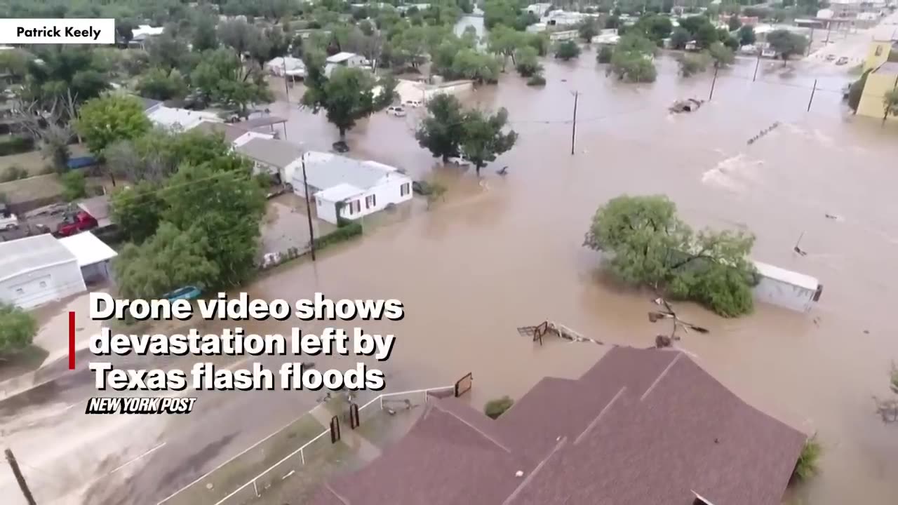 Drone video shows devastation left by Texas flash floods 7-July-2025