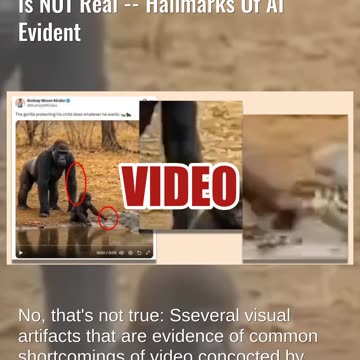 Fact Check: Video Of Gorilla 'Protecting His Child' From Crocodile NOT Real -- Hallmarks Of AI