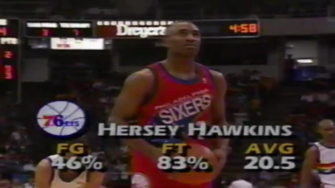 Hersey Hawkins 20 Points 3 Ast @ Nuggets, 1992-93.