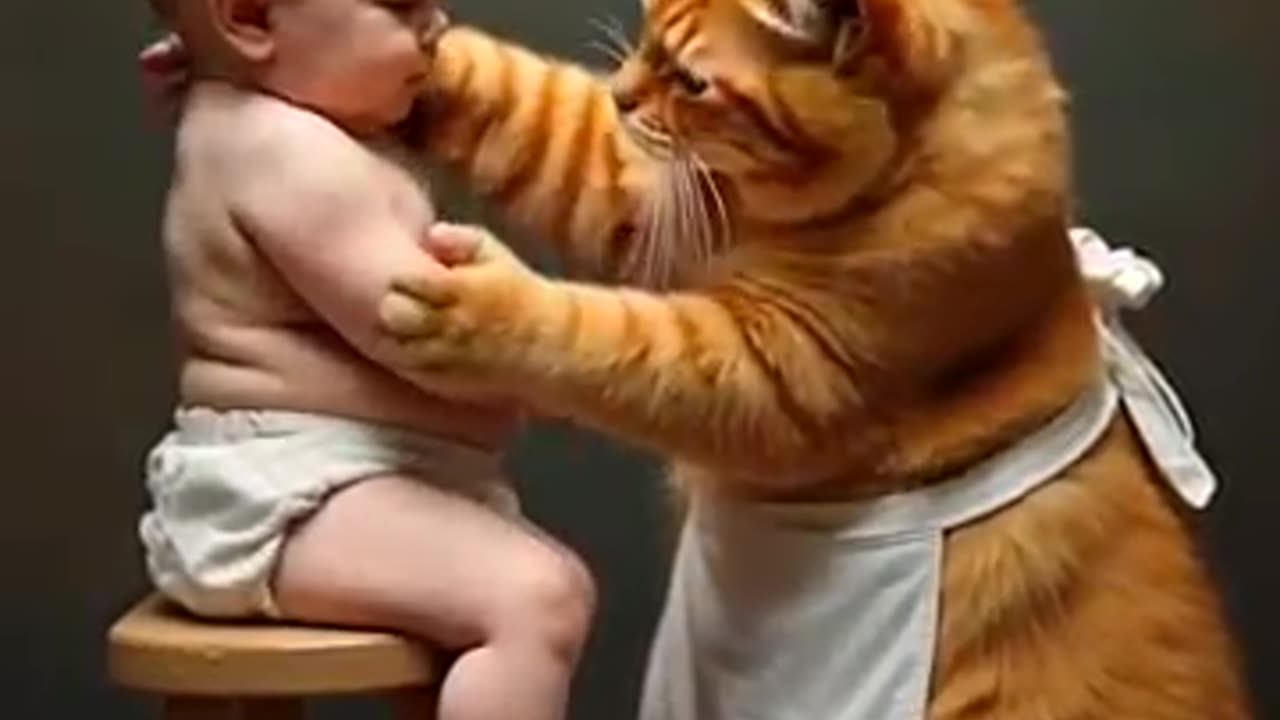 A cute cat with baby 😚