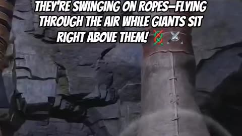 Swinging on Giants' Feet with Grappling Hooks! Can They Make It Across Without Falling?! 🪢🦶😱 #gaming
