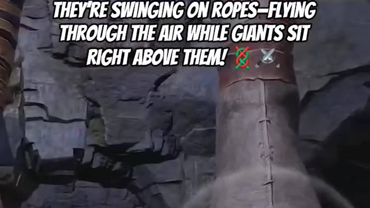 Swinging on Giants' Feet with Grappling Hooks! Can They Make It Across Without Falling?! 🪢🦶😱 #gaming