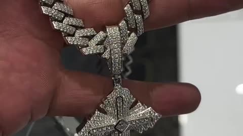 925 Italian Silver with VVS Moissanite 20” Cuban & Cross