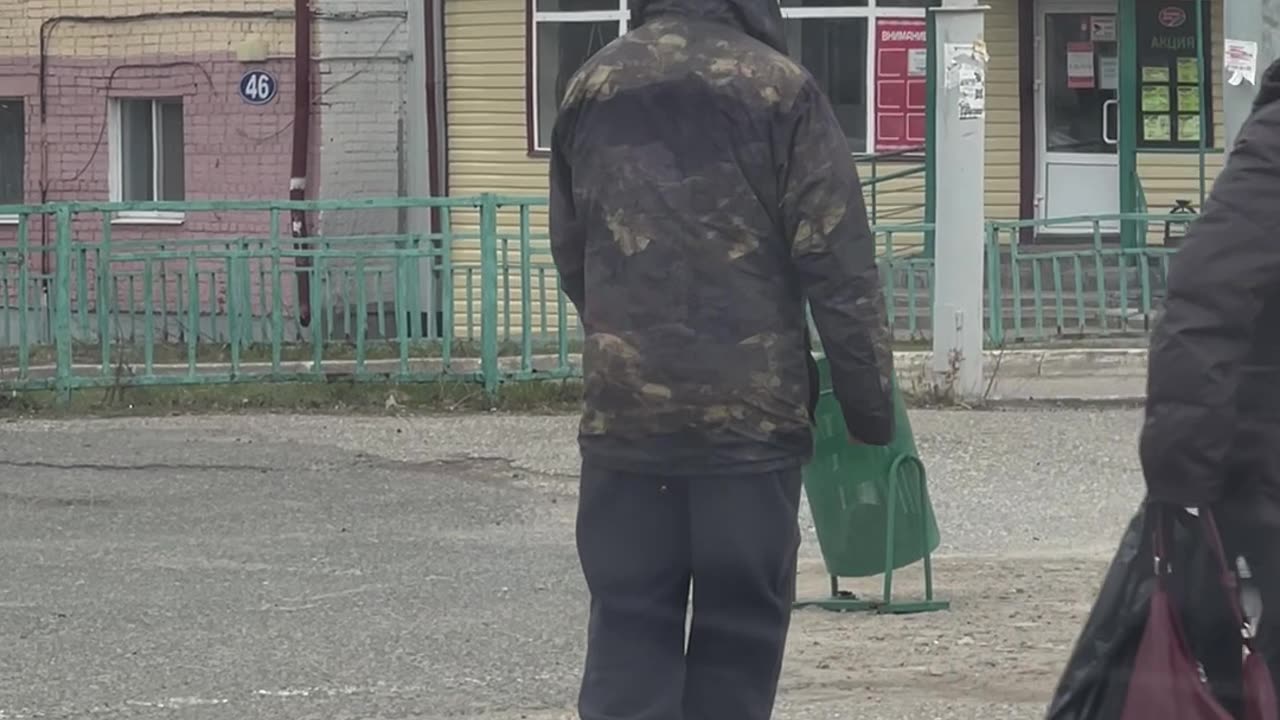 Man With Toy Dog at Crosswalk
