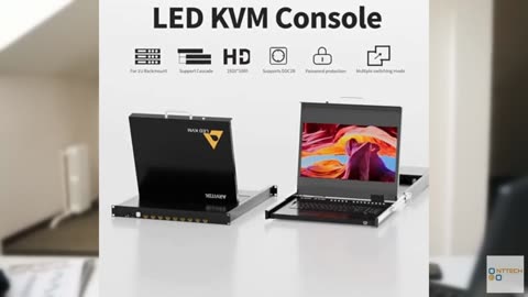 1U Rack Mount KVM Console,Arvitek 17.3" LCD Monitor KVM Switch 8 Port HDMI w/Cab