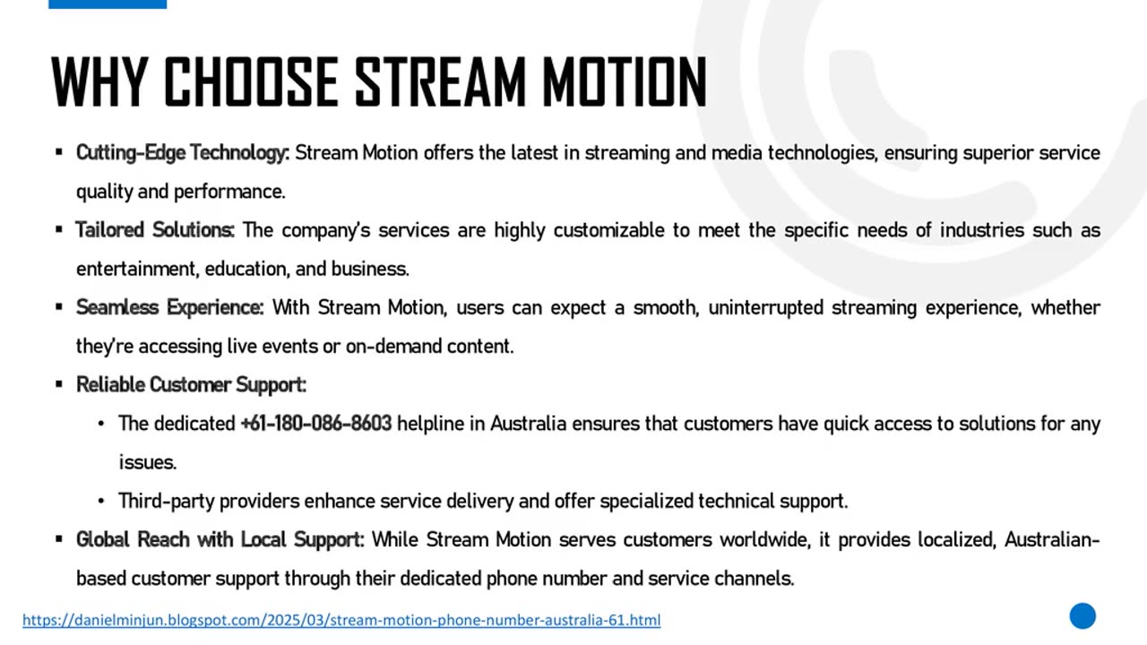 Stream Motion Phone Number Australia +61-180-086-8603