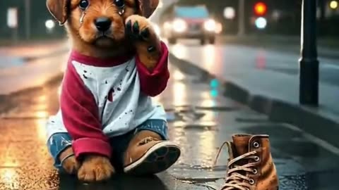 Lost in the Rain A Puppy’s Silent Cry
