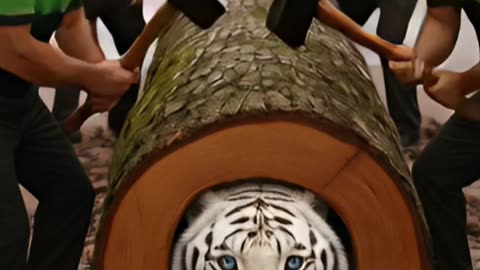 Rescue tiger and cubs from gaints log #shorts #rescue #animals #funny