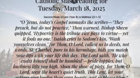 Mass Reading Reflection for Tuesday, March 18, 2025