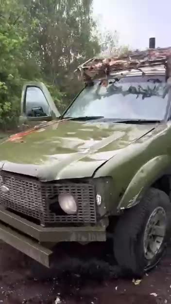 Russian Soldier Films Their Truck Having Just Been Hit By Drone