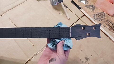 Cigar Box Guitar Staining the neck black Unconventional method