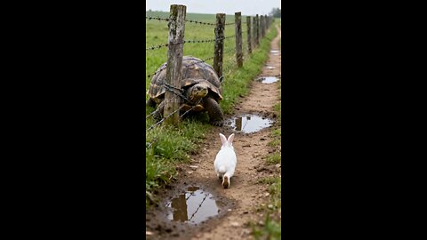 Rabbit guide man to rescue tortoise