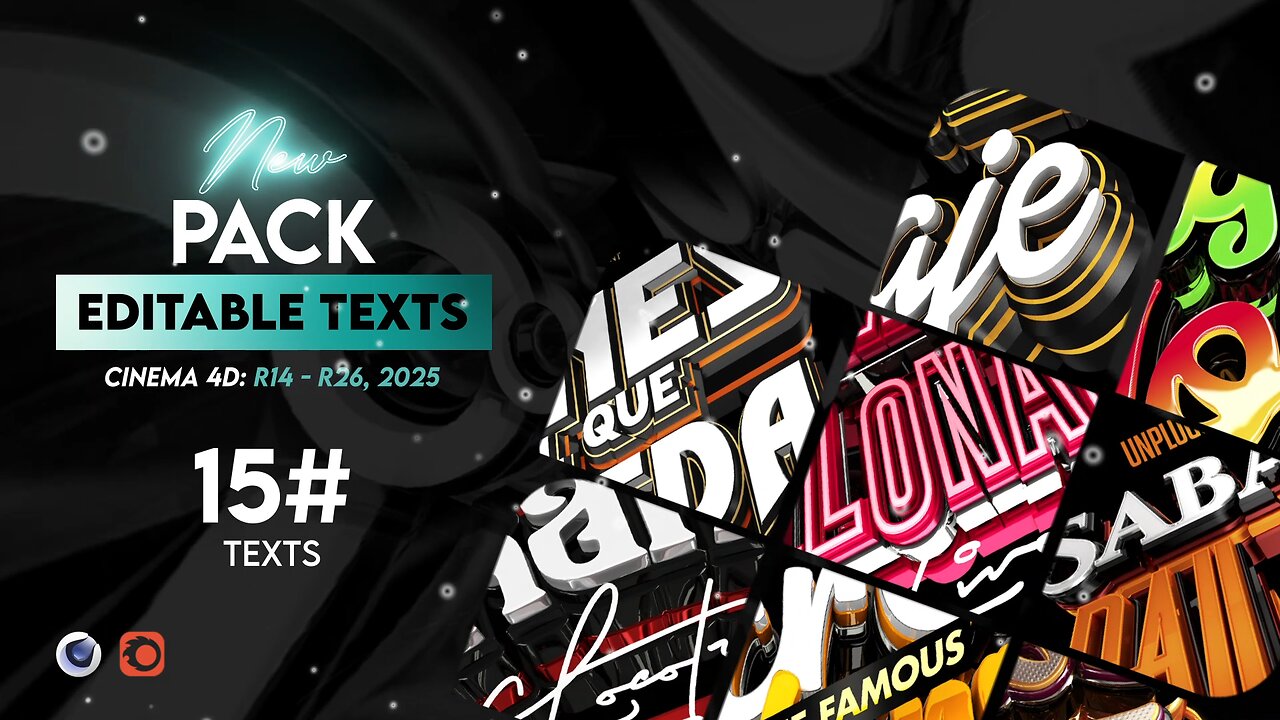 Pack #16 Of Editable Text Cinema 4D R14 - R25, 2024 | No Plugins